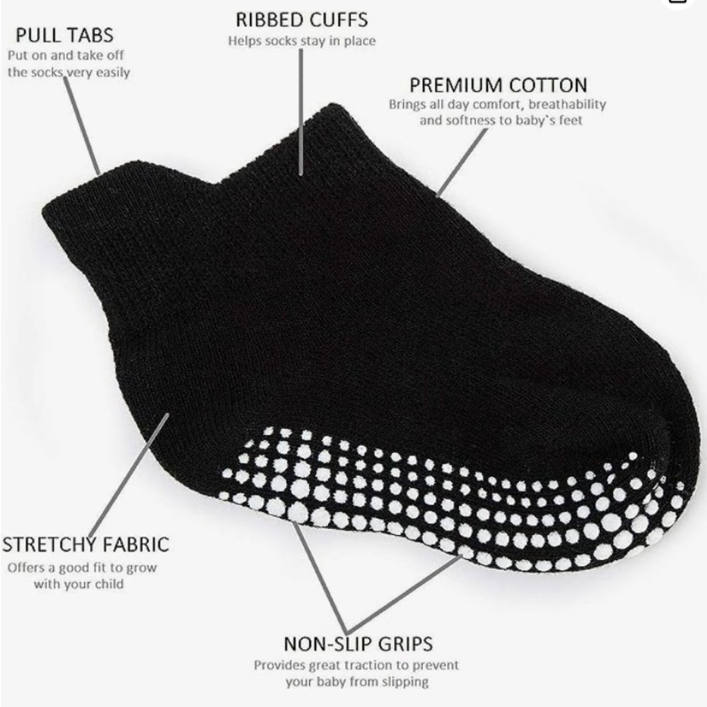 NEW Baby Non Slip Grip Ankle Socks w/ Non Skid Soles for Infants Toddlers Kids
